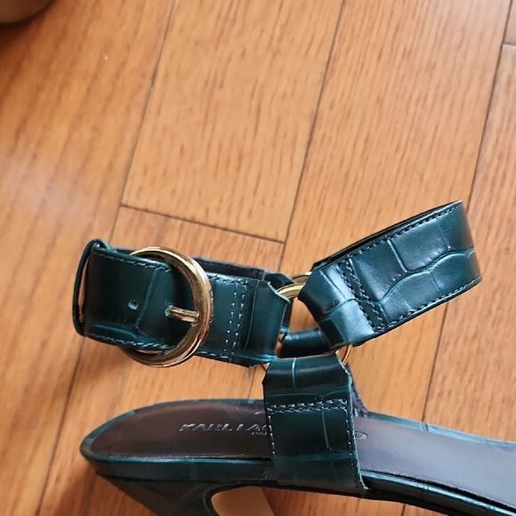Karl Lagerfeld Teal Croc-Embossed Heels - Women's Size 8.5 - Picture 5 of 6